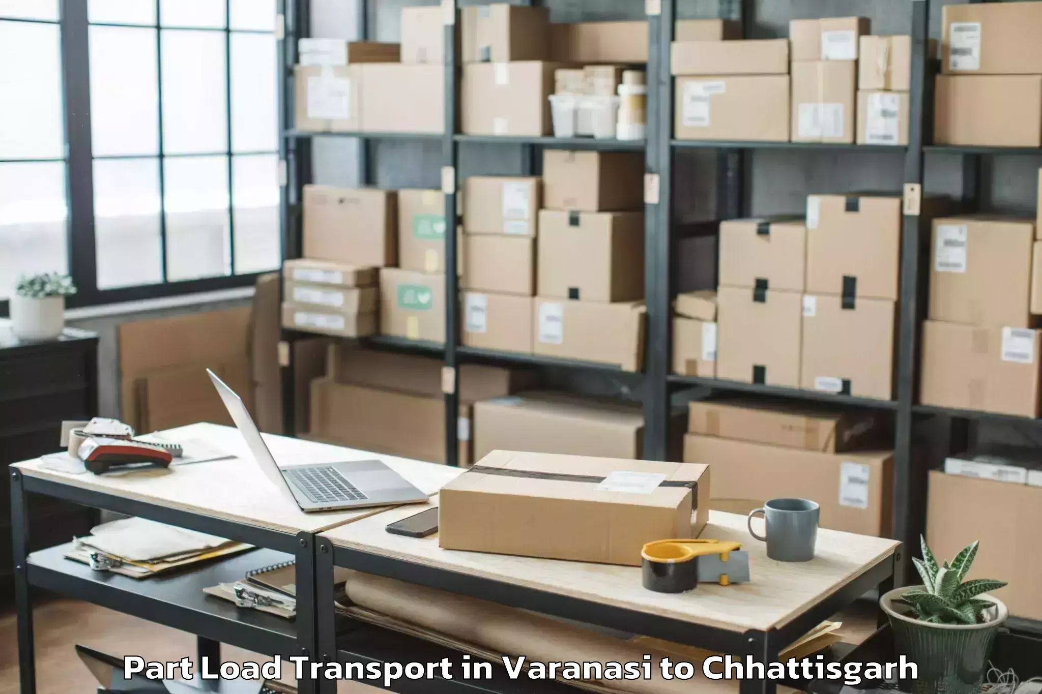 Varanasi to Op Jindal University Raigarh Part Load Transport Booking